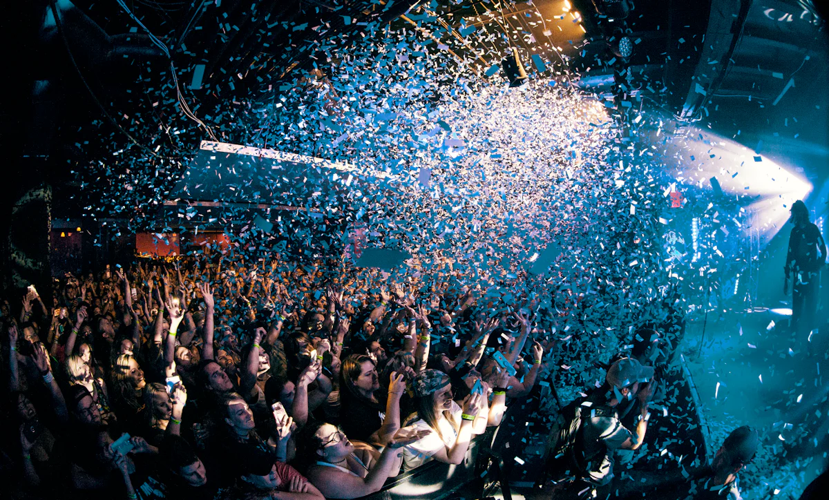 Guests celebrating with confetti
