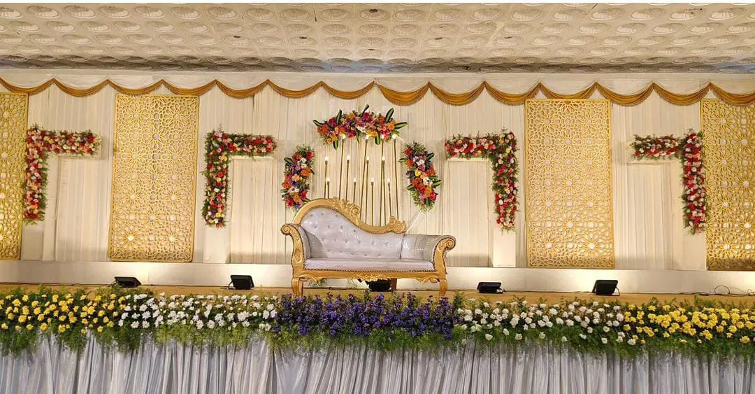 Ivory & Gold — Stage decor by Dream Craft Events in Trichy